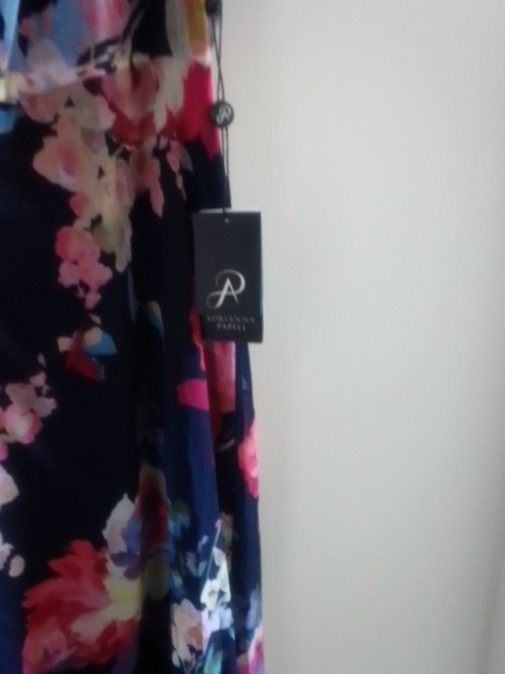 Adrianna Papell Navy Floral Jumpsuit with Pink & Blue Accents - Picture 2 of 7
